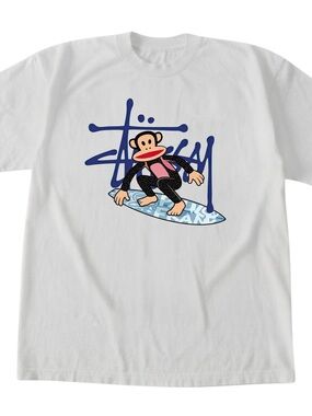 Stussy Paul Frank Surf Board Logo Gildan T-Shirt White Unisex